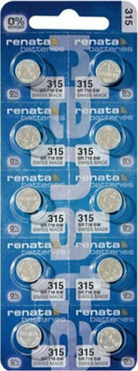 Renata 315 Batterien Silber-Oxid für Uhren SR67 1.55V 10Stück