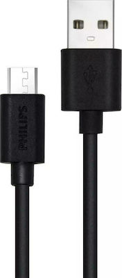 Philips Regular USB 2.0 to micro USB Cable Μαύρο 1.2m (DLC3104U-00)