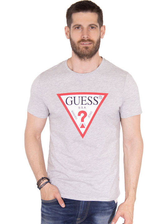 Guess T-shirt Bărbătesc cu Mânecă Scurtă Gri