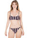 Set Bikini Μπουστάκι με Αφαιρούμενη Ενίσχυση Ριγέ Μαύρο