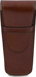 Tuscany Leather Leather Pen Holder Suitable for 2 Pens Tabac Brown