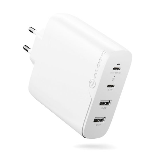 Alogic Charger Without Cable with 2 USB-A Ports and 2 USB-C Ports 100W Power Delivery Whites (WCG4X100-EU)