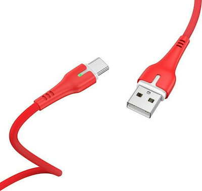 Hoco X45 Surplus LED / Regular USB 2.0 Cable USB-C male - USB-C male 18W Red 1m
