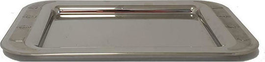 Atmosphera Glucky Edelstahl Rechteckig Serviertablett in Silber Farbe 42x30cm 00.07.7952 1Stück