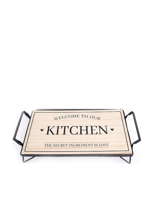 Atmosphera Rectangle Tray Wooden with Handle In Beige Colour 43.5x24x8cm 014.KG0751B 1pcs