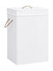 vidaXL Collapsible Bamboo Laundry Basket with Lid 40x30x60cm White