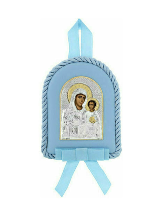 Prince Silvero Heilige Ikone Kinder Amulett mit der Jungfrau Maria Blue aus Silber MB-D1102O-C