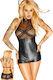 Noir Handmade Body Wetlook Cu Deschidere Cu Fermoar Body-uri Negre