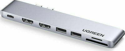 Ugreen CM356 Docking Station με Διπλό USB-C HDMI 4K PD και συνδεση 2 Οθονών Γκρι