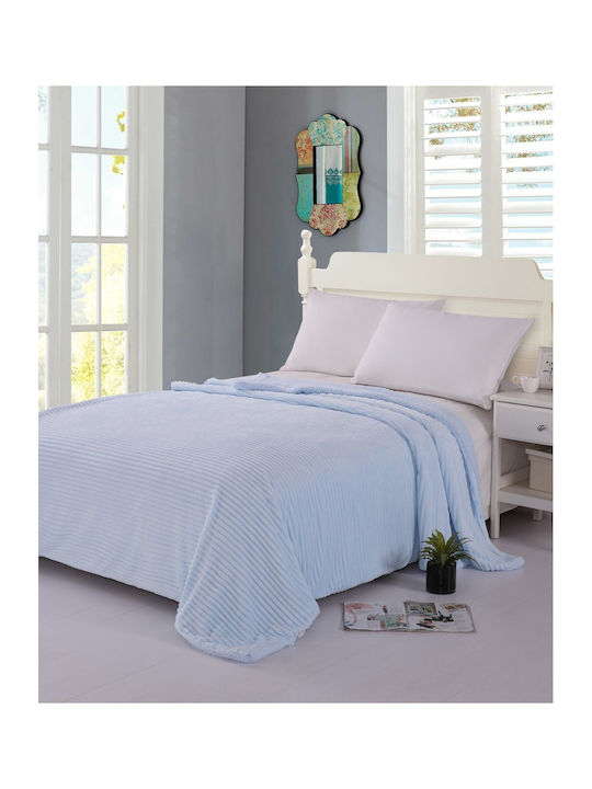Silk Fashion Κοτλέ Κουβέρτα Fleece Καναπέ 100x150εκ. Σιέλ