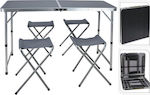 JK Home Decoration Picknick-Tische Aluminium Klappbar für Camping Campingmöbel 120x60x70cm Silber