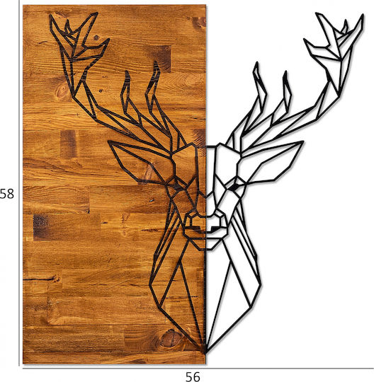 HomeMarkt 3D Mixed Art Deer Black Wooden Wall Decor 56x3x58cm