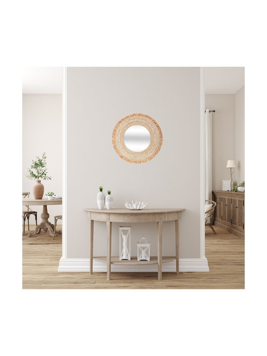 Atmosphera Celia Wall Mirror with Beige Rattan Frame Diameter 68cm 1pcs