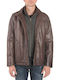 Guy Laroche 744 Men's Winter Leather Jacket Brown