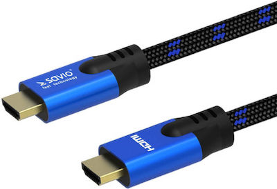 Savio HDMI 2.1 împletitură Cablu HDMI de sex masculin - HDMI de sex masculin 1.8m Negru