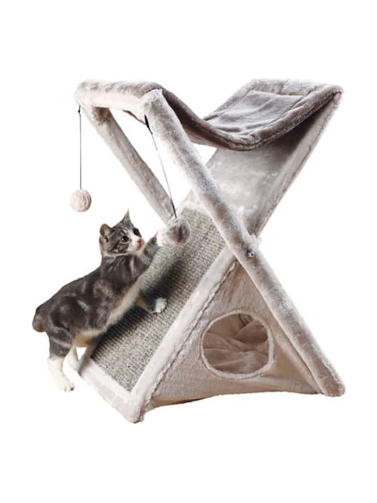Pawise Cat Tower Cat Scratching Post 3 in 1 In Beige Colour 51x36x62 cm PW28610