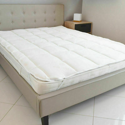 Fiber Double Polyester Mattress Topper Aloe Vera Antibacterial with Aloe Vera & Elastic Straps 150x200cm