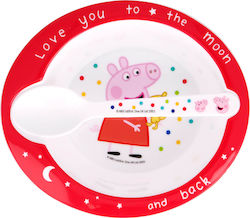 Stor Feeding Set Peppa Pig made of Plastic Red 2pcs