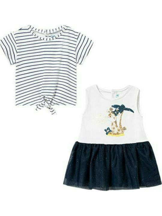 Mayoral Kinderkleid Ärmellos Set mit Bluse Blau