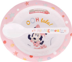 Disney Feeding Set Minnie Mouse made of Plastic Pink 2pcs