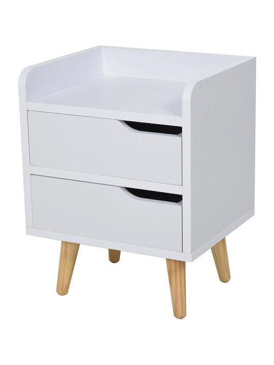 Wooden Bedside Table White 33x28x42cm