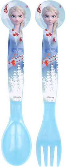 Stor Baby Set with Fork Frozen made of Plastic Blue 2pcs