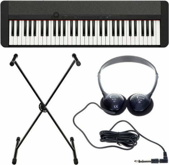 Casio Keyboard CT-S1 Set with 61 Dynamic Keys with Stand, Headphones and Music Stand Black