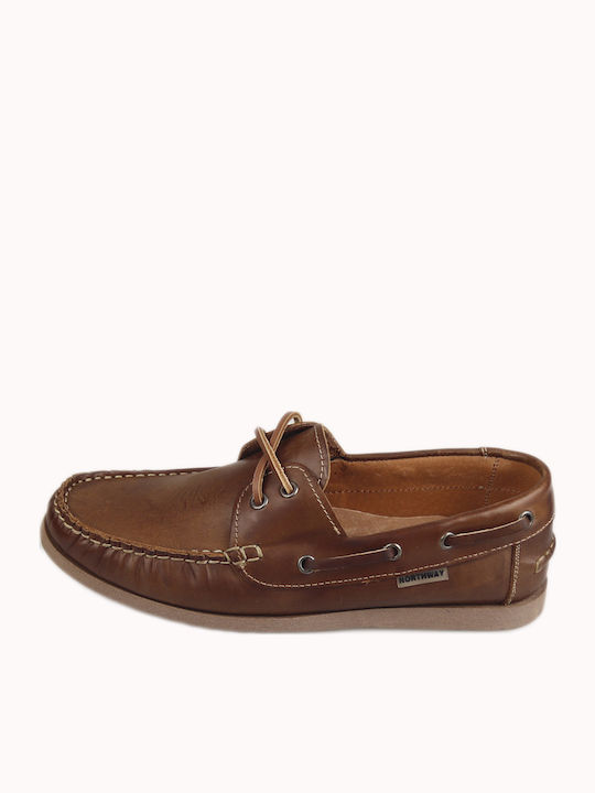 Northway Men's Leather Boat Shoes Brown