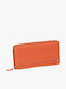 Large Leather Women's Wallet Classic Orange