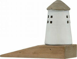 Wedge Wooden Door Stopper Lighthouse White