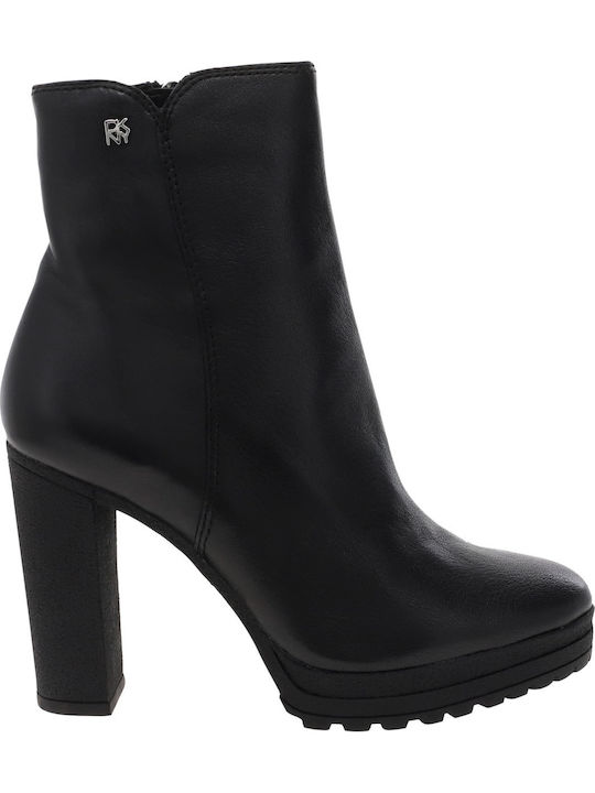 Tessi Leather Women's Ankle Boots with High Heel Black