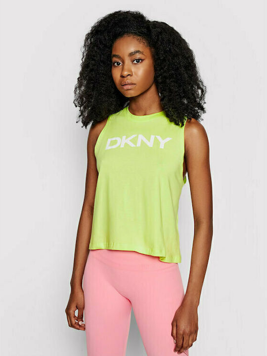 DKNY Damen Sportlich Baumwolle Bluse Ärmellos Gelb