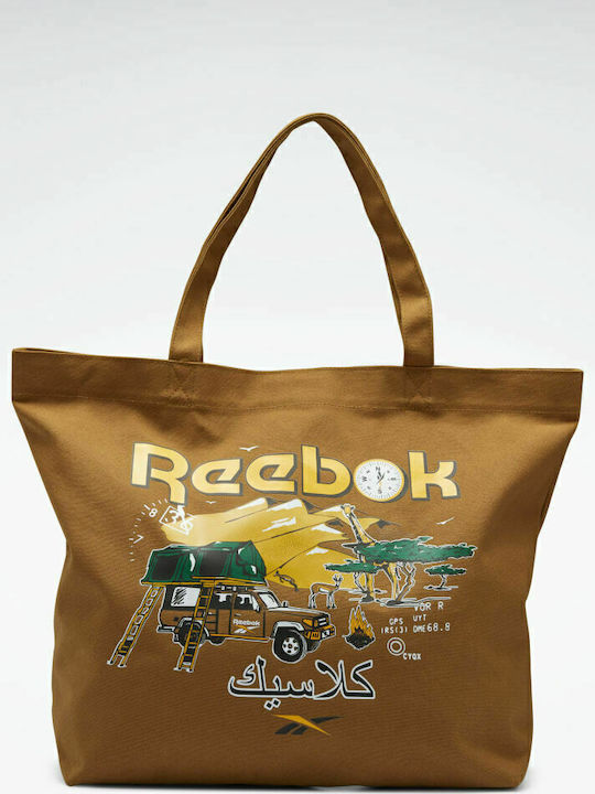 Reebok Classics Road Trip Tote Βαμβακερή Τσάντα για Ψώνια σε Καφέ χρώμα