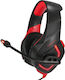 Onikuma K18 Led Over Ear Gaming Headset με σύνδεση 2x3.5mm / USB Black/Red