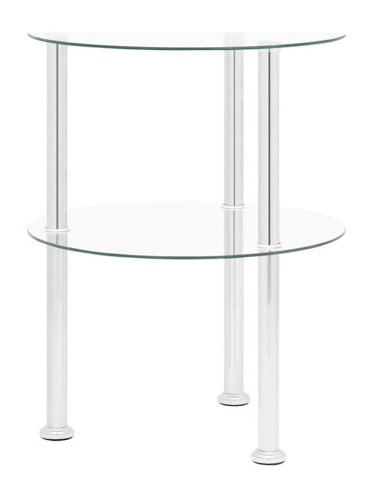 Round Glass Side Table Silver L38xW38xH50cm