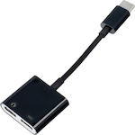 Konverter USB-C männlich zu USB-C 2x weiblich Schwarz (5903396106552)
