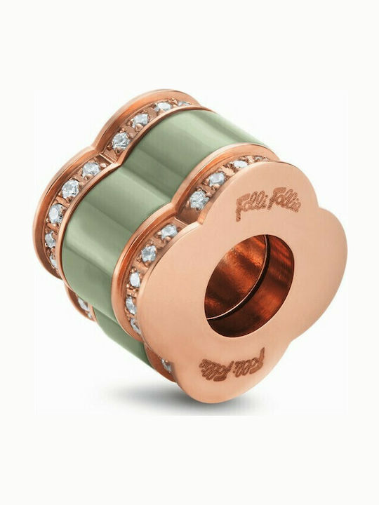 Folli Follie Charm с Камъни от Златно Сребърно Зелен