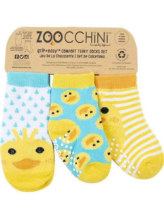 Zoocchini Αντιολισθητικές Παιδικές Κάλτσες Μακριές Πολύχρωμες 3 Ζευγάρια