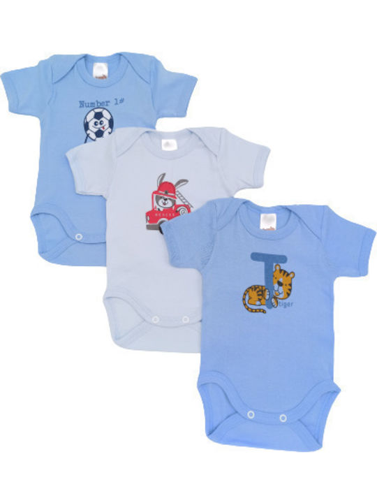 Minerva 31452 Set Baby Unterwäsche Strampler Kurzärmelig Blau 3Stück