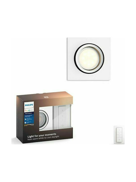 Philips Milliskin Round Metallic Recessed Spot with Integrated LED and Natural White Light White 9x9cm. 1pcs