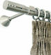 Anartisi Metallisch Vorhangstange Valeria Doppel mit Schiene Φ25mm 160cm Nickel Satin