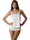 Luna Summer Women's Satin Pyjama Top White Prestige