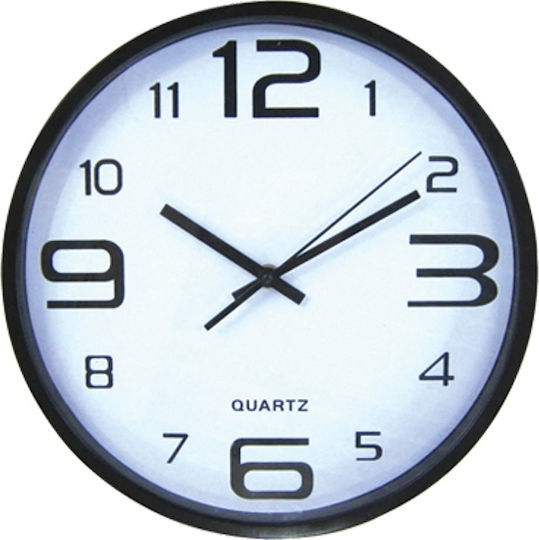 AGC Analog Plastic Black Wall Clock Ø30cm AGC Analog Plastic Black Wall Clock Ø30cm