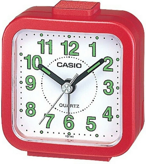 Casio Επιτραπέζιο Ρολόι LED Πλαστικό με Ξυπνητήρι Κόκκινο TQ-141-4EF