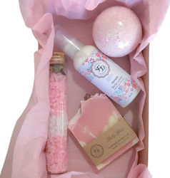 Fiore Domenica Baby Rose Skin Care Set for Moisturizing & Cleaning Body Cleaning with Bath Salts & Body Cream PCK-203