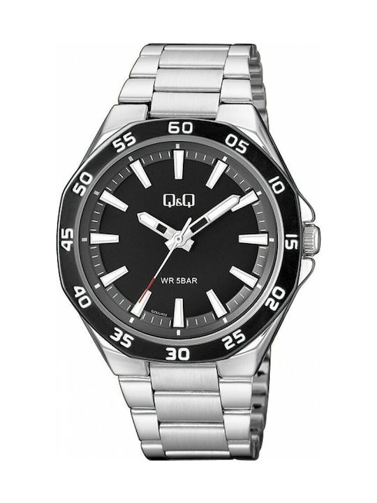 Q&Q Watch Battery with Silver Metal Bracelet