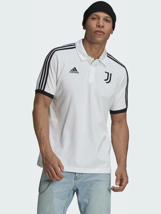 Adidas Juventus 3-Stripes Ανδρική Μπλούζα Polo Κοντομάνικη Λευκή