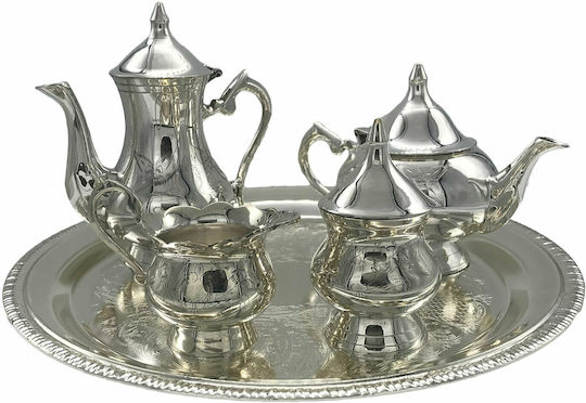 Karvounis Tea Set with Cup Aluminum Silver 5pcs
