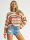 Billabong Women's Long Sleeve Crop Sweater Cotton Striped Multicolour