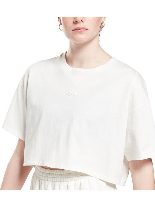 Studio Γυναικείο Crop Top Βαμβακερό Κοντομάνικο Chalk